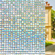 Gorgecraft 5 pz 3d pvc pellicola per finestre colorate privacy pellicola per finestre non adesiva arcobaleno pellicole per colorare le finestre adesivi in vetro decorativo rivestimenti decalcomanie per finestre porta scorrevole in vetro modello a griglia AJEW-GF0005-78C-8