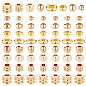 PH PandaHall 160pcs Golden Spacer Beads 8 Styles 14K 18K Gold Disc Heishi Beads Flat Round Spacer Beads Cube Metal Beads Spacers for Heishi Clay Beads Summer Stackable Bracelet Jewelry Making KK-HY0001-07-1