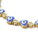 Bracelet coulissant avec zircons cubiques transparents et cœur en émail avec maillons mauvais œil BJEW-A127-04G-3
