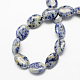 Pierre gemme ovale plate tache bleue naturelle perles de jaspe brins X-G-S113-08-2