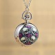 Flat Round Alloy Printed Glass Pocket Watch Pendant Necklaces WACH-H017-01H-1