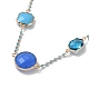 Collier pendentif rond plat en verre bleu avec chaînes en laiton NJEW-A015-17KCG-2