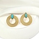 201 Stainless Steel Donut Stud Earrings with Synthetic Turquoise Horse Eye EJEW-D084-12G-4