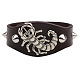 Punk Rock Scorpion Alloy Cowhide Cord Rivet Bracelets BJEW-P0001-30B-1