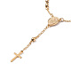 Bracelets de perles de chapelet avec croix BJEW-E282-02G-3