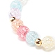 Bracelet extensible en perles rondes couleur bonbon avec breloque cœur tomates sur bâtons pour femme BJEW-JB07636-02-6