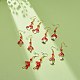 Champignon en alliage d'émail rouge avec boucles d'oreilles pendantes en perles de verre EJEW-JE05049-2