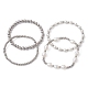4 Uds. Conjunto de pulseras elásticas con cuentas de latón y perlas naturales de 4 estilos para mujer BJEW-JB09662-02-1