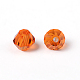 多面カットダブルコーンイミテーションクリスタルガラスビーズ  レッドオレンジ  直径約4mm  厚さ3.5mm  穴：1mm X-G22QS112-2