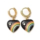 Cuore con arcobaleno orecchini a cerchio pendenti in vero ottone placcato oro 18k EJEW-L268-042G-02-1