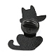 動物キラー漫画スタイルエナメルピン  バックパックの服用の黒の合金バッジ  猫の形  28x23x1.8mm JEWB-F024-03A-3