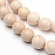 Facetas de madera petrificada naturales hebras de perlas redondas G-L377-35-10mm-1