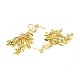 ABS Pearl with Leafy Branch Dangle Stud Earrings EJEW-E270-13G-2