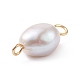 Potato Natural Cultured Freshwater Pearl Connector Charms PALLOY-JF01924-4