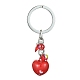 Valentinstag-Backen-Schlüsselanhänger aus lackiertem Messing mit Glocke und Herz KEYC-JKC00526-1
