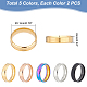 Unicraftale 10 pz 5 colori nucleo vuoto dimensione dell'anello 10 in acciaio inossidabile pianura anello a fascia intarsio anello rotondo vuoto anelli grezzi per la creazione di gioielli RJEW-DC0001-03B-5