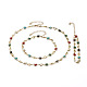 Handmade Brass Enamel Link Chains Jewelry Sets SJEW-JS01163-1