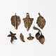 Mixed Leaf Shapes Tibetan Style Alloy Pendants TIBEP-X0140-AB-FF-1