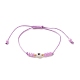 2Pcs Flat Round with Heart Acrylic Braided Bead Bracelets Set with Glass Seed BJEW-JB08034-04-5