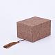 木製のブレスレットボックス  リネンとナイロンコードのタッセル付き  長方形  スレートグレイ  12.2x9.6x7.2cm OBOX-K001-01A-2