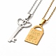 Heart Skeleton Key & Padlock Couple Pendant Necklaces & Stud Earrings SJEW-E045-02GP-2