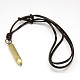 Retro Men's Adjustable Leather Cord Alloy Bullet Pendant Necklaces NJEW-L052-10AB-1