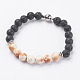 Bracelets extensibles de perles en lave naturelle BJEW-I241-13C-1