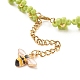 合金エナメル蜂の魅力を持つガラスシードビーズフラワーネックレス  女性のための編みこみのジュエリー  ゴールドカラー  黄緑  12.60インチ（32cm） NJEW-JN03817-02-5