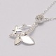 925 Sterling Silver Butterfly Pendant Necklaces NJEW-I195-02-3