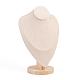 Necklace Bust Display Stand, with Wooden Base, Linen, 19x30.9cm