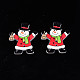 クリスマス 2 ホール スプレー塗装メープル木製ボタン  片面プリント  サンタクロース  レッド  38x32x2mm  穴：1.6mm WOOD-N005-40-2