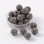Polymer Ton Strass Perlen, Klasse A, Runde, pp 15, schwarzen Diamanten, 10 mm, Bohrung: 1.8~2 mm, 6 Reihe Strass, pp15 (2.1~2.2 mm)