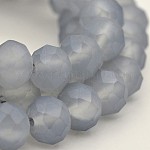 Fili di perle di vetro rondelle sfaccettate con perla lucentezza, smerigliato, grigio chiaro, 8x5mm, Foro: 1 mm, circa 72pcs/filo, 17.3 pollice