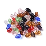 Perles de verre à facettes mixtes, larme, 11x8mm, Trou: 1mm, Environ 57~59 pcs/chapelet, 26.38~26.77 pouce