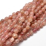 Pépites de quartz naturel de fraises brins de perles, pierre roulée, 5~10x6~7x3~7mm, Trou: 1mm, environ 14.9 pouce ~ 15.7 pouces