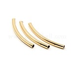 Brass Smooth Curved Tube Beads, Curved Tube Noodle Beads, Light Gold, 30x3mm, Hole: 2.5mm