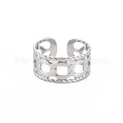 304 Stainless Steel Curb Chain Shape Open Cuff Ring for Women RJEW-S405-150P