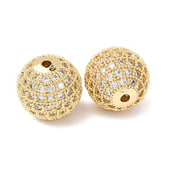 Cz Messing Micro Pave Zirkonia runde Perlen, golden, 14 mm, Bohrung: 1.5 mm