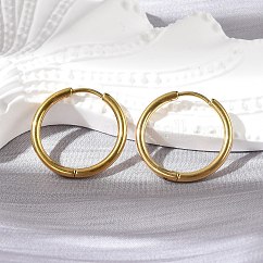 Creolen aus 304er Edelstahl, mit Stift aus chirurgischem Edelstahl 316, Ionenbeschichtung (ip), Ring, golden, 20x2 mm, 12 Gauge, Stift: 0.9 mm