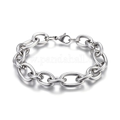 Bracciali a catena incrociata in acciaio inossidabile 304 anti-appannamento, con chiusure moschettone, colore acciaio inossidabile, 8.27 pollice (21 cm), Link: 20~21x13x3mm e 15~16x12x3 mm