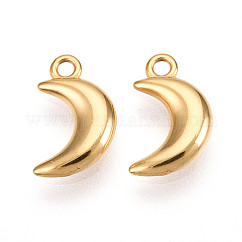 Dijes de acero inoxidable 304, revestimiento de iones (ip), encanto de la luna, real 18k chapado en oro, 10.5x6.5x2mm, agujero: 1.2 mm