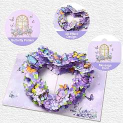 Cartes de vœux pop-up 3D en forme de cœur avec bouquet de papillons&nbsp;AJEW-FZC0001-06