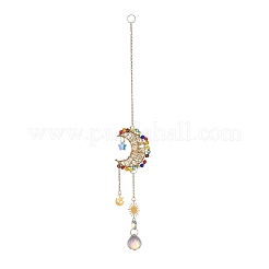 Décor de lustre de lune d'enroulement de fil de fer ornements de prisme suspendus&nbsp;LS-HJEW-M002-23G