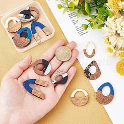 14 pièces 7 styles de pendentifs en résine et bois de noyer&nbsp;RESI-PH0002-01