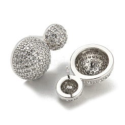 Orecchini pendenti semicircolari in ottone con micro pavé di zirconi trasparenti&nbsp;EJEW-Q785-14P