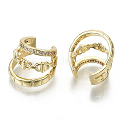 Boucles d'oreilles manchette en laiton zircon cubique transparent&nbsp;EJEW-S201-237G-NR
