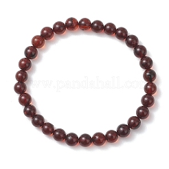 Pulseras elásticas de cuentas redondas de ámbar natural para mujeres y hombres.&nbsp;BJEW-JB13378