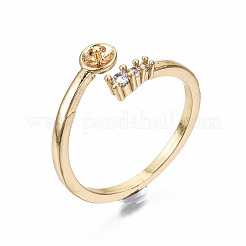 Messing Micro Pave klar Zirkonia Peg Bails Manschette Fingerring Einstellungen&nbsp;KK-T056-117G-NF