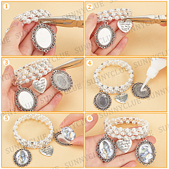 DIY Blanko Oval Hochzeitsstrauß Charm Bastelset&nbsp;DIY-SC0025-07A