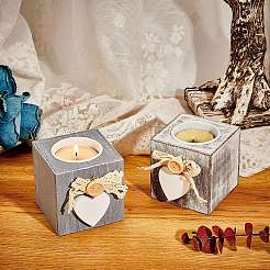 2 bougeoir en bois 2 couleurs&nbsp;AJEW-GF0003-65